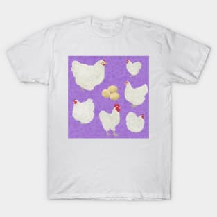 White Orpington Chickens Purple T-Shirt